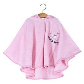 COMFORTABLE CARTOON ANIMAL PRINT HOODED PULL-OVER FARLEY VELVET BABY GIRL CLOAK (PINK)