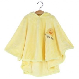 COMFORTABLE CARTOON ANIMAL PRINT HOODED PULL-OVER FARLEY VELVET BABY GIRL CLOAK (YELLOW)
