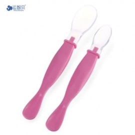 REIZBABY COMFORTABLE 2PCS INFANT BABY BPA FREE AVAILABLE TWO ENDS SOFT HEAD SPOON (PINK)