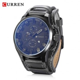 CURREN 8225 CASUAL DECORATIVE SUB-DIAL MALE QUARTZ WATCH (BLACK)