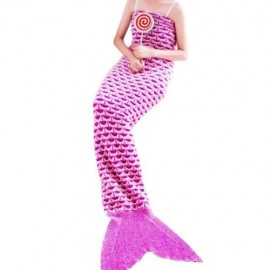 CHARMING MERMAID SHAPE GEOMETRIC DESIGN SMALL POCKET PATTERN BLANKET (PINK)