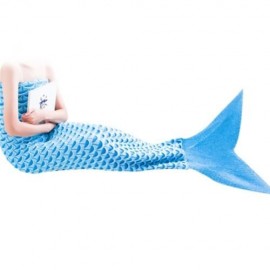 CHARMING MERMAID SHAPE GEOMETRIC DESIGN SMALL POCKET PATTERN BLANKET (BLUE)