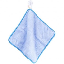 PURE COLOR KITCHEN HANGING CLOTH SOFT DISHCLOTH HAND TOWEL WITH SUCTION CUP (BLUE)