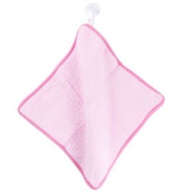 PURE COLOR KITCHEN HANGING CLOTH SOFT DISHCLOTH HAND TOWEL WITH SUCTION CUP (PINK)