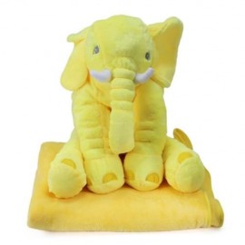 STUFFED CUTE SIMULATION GIANT ELEPHANT PLUSH DOLL TOY PILLOW WITH BLANKET BIRTHDAY CHRISTM