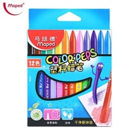 MAPED 12 COLORS BAR TRIANGULAR PLASTIC CRAYON FOR DAILY USING (COLORMIX)
