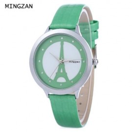 MINGZAN 6222 WOMEN QUARTZ WATCH TOWER PATTERN DIAL DAILY WATER RESISTANCE FEMALE WRISTWATC