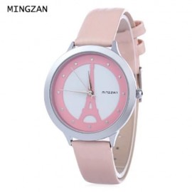 MINGZAN 6222 WOMEN QUARTZ WATCH TOWER PATTERN DIAL DAILY WATER RESISTANCE FEMALE WRISTWATC