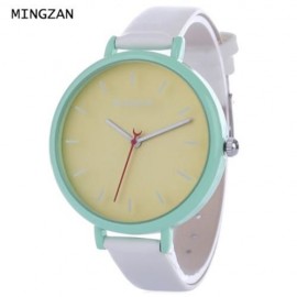 MINGZAN 6207 WOMEN QUARTZ WATCH STEREO SCALES LEATHER BAND FEMALE WRISTWATCH (YELLOW)