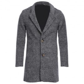 CASUAL TURN DOWN COLLAR MALE WOOLEN CLOTH COAT (LIGHT GRAY)