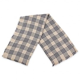 VINTAGE GRID DESIGN COLOR BLOCK UNISEX TASSEL SCARF (YELLOWISH PINK)