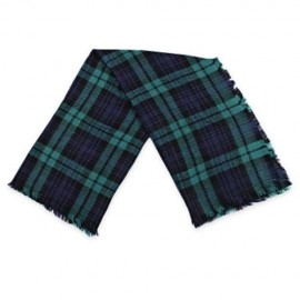 VINTAGE GRID DESIGN COLOR BLOCK UNISEX TASSEL SCARF (GREEN)