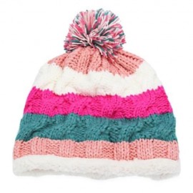 CASUAL WINTER COLOR BLOCK VENONAT DESIGN GIRLS WARM INSIDE KNITTED HAT (COLORMIX)