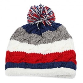 CASUAL WINTER COLOR BLOCK VENONAT DESIGN GIRLS WARM INSIDE KNITTED HAT (GREY AND WHITE)