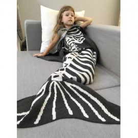 SUPER SOFT KNITTED FISHBONE KIDS WRAP HALLOWEEN MERMAID BLANKET AND THROWS (GREY AND WHITE