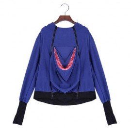 CASUAL MATERNITY KANGAROO MULTI FUNCTIONAL HOODIE WITH BABIES CARRIER FOR WOMEN (BLUE)