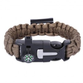 OUTDOOR ADVENTURE COMPASS WHISTLE EMERGENCY SURVIVAL MULTIFUNCTIONAL PARACORD BRACELET (BR