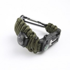 OUTDOOR MULTIFUNCTIONAL PARACORD COMPASS BRACELET SET WITH WHISTLE THERMOMETER FISHING TOO