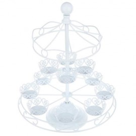 CHRISTMAS TREE SHAPE 3 TIERS 12 CUPS CUPCAKE STAND FOR DESSERT DISPLAY (WHITE)