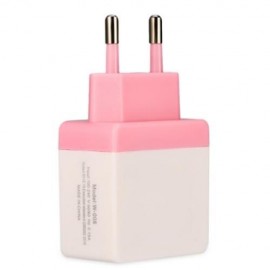 UNIVERSAL DUAL USB OUTPUT HOME WALL POWER SUPPLY ADAPTER CHARGER (PINK)