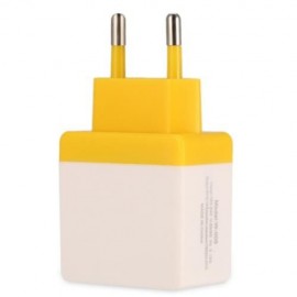 UNIVERSAL DUAL USB OUTPUT HOME WALL POWER SUPPLY ADAPTER CHARGER (YELLOW)