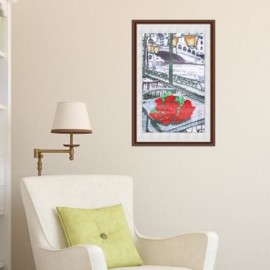 30 X 40CM 5D PARIS RED ROSE DRILLED NEEDLEWORK DIY DIAMOND PAINTING CROSS STITCH WALL STIC