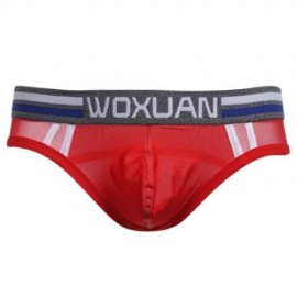SEXY ULTRALIGHT MESH DESIGN MALE EXPOSED BUTTOCKS BRIEFS (RED)