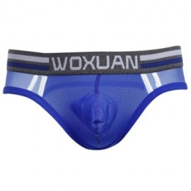 SEXY ULTRALIGHT MESH DESIGN MALE EXPOSED BUTTOCKS BRIEFS (BLUE)