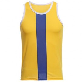 SIMPLE DESIGN MESH ROUND NECK SLEEVELESS MALE BREATHABLE VEST (YELLOW)