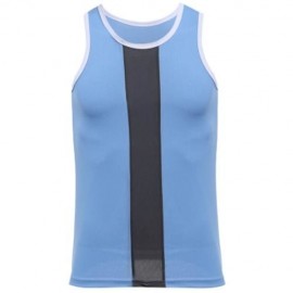SIMPLE DESIGN MESH ROUND NECK SLEEVELESS MALE BREATHABLE VEST (AZURE)