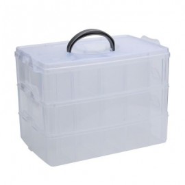 Big Sized Three Layers Removable Plastic Jewelry Bead Cosmetics Storage Container (TRANSPA