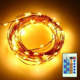 HQYG - 05 30CM 100 LEDS COPPER STRING LIGHT WITH REMOTE CONTROLLER (WARM WHITE LIGHT)