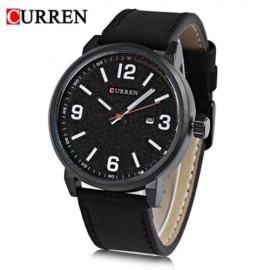 CURREN 8218 MALE QUARTZ WATCH FROSTED DIAL CALENDAR LUMINOUS MEN BUSINESS WRISTWATCH (BLAC