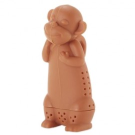 CUTE NOVELTY SILICONE MONKEY SHAPE MESH TEA INFUSER REUSABLE STRAINER FILTER (TEA-COLORED)