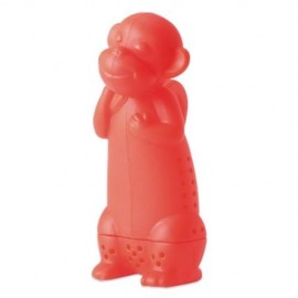 CUTE NOVELTY SILICONE MONKEY SHAPE MESH TEA INFUSER REUSABLE STRAINER FILTER (RED)