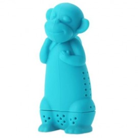 CUTE NOVELTY SILICONE MONKEY SHAPE MESH TEA INFUSER REUSABLE STRAINER FILTER (LAKE BLUE)