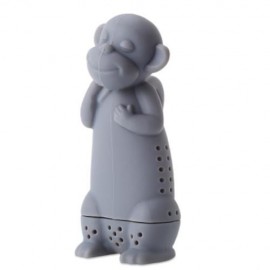 CUTE NOVELTY SILICONE MONKEY SHAPE MESH TEA INFUSER REUSABLE STRAINER FILTER (GRAY)
