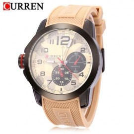 CURREN 8182 CAMOUFLAGE DIAL MALE QUARTZ WATCH SILICONE BAND 3ATM MEN WRISTWATCH (YELLOW)