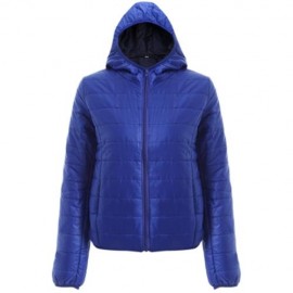 BRIEF HOODED PURE COLOR DOWN COAT FOR WOMEN (BLUE)