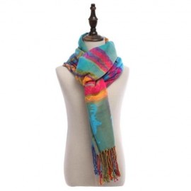 CASUAL AUTUMN WINTER DEER COLORFUL LADIES WARM TASSEL SCARF (AZURE)