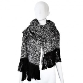 CASUAL DUAL USE TASSEL OVERSIZE LADIES WARM SCARF (BLACK)