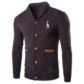 CASUAL TURN DOWN COLLAR BUTTON UP CARDIGAN (BROWN)