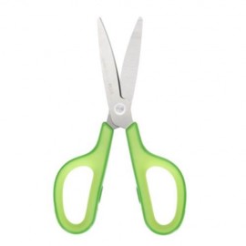 PLUS SKID RESISTANCE STAINLESS STEEL SCISSORS PAPER CUTTING OFFICE STATIONERY (GREEN)