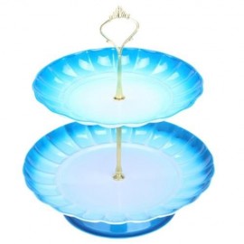 2-TIER STAINLESS STEEL FRUIT CUPCAKE PLATE STAND PASTRY TRAY FOR PARTY WEDDING BIRTHDAY (B