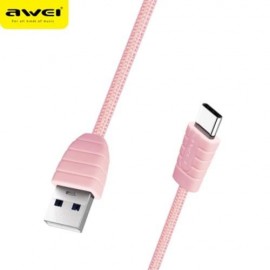 AWEI CL - 985 TYPE-C NYLON BRAIDED TRANSFER DATA SYNCHRONIZATION CHARGING CORD 1M (ROSE GO