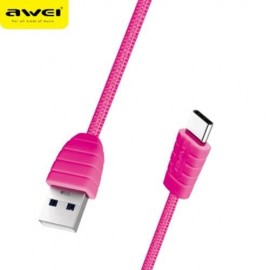 AWEI CL - 985 TYPE-C NYLON BRAIDED TRANSFER DATA SYNCHRONIZATION CHARGING CORD 1M (SANGRIA