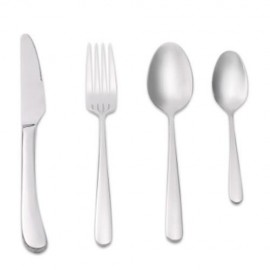 PORTABLE STAINLESS STEEL SPOON FORK KNIFE TABLEWARE SET (SILVER)