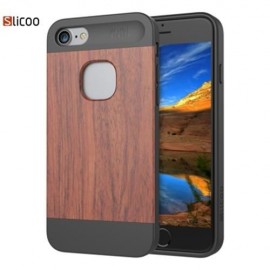 SLICOO SLCS066 NATURE SERIES WOOD PROTECTIVE SHELL BACK COVER FOR IPHONE 7 (LIGHT COFFEE)