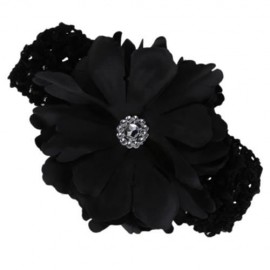 STYLISH PEONY RHINESTONE DESIGN HAIR ACCESSORIES GIRLS OVERSIZE HAIR BAND (BLACK)