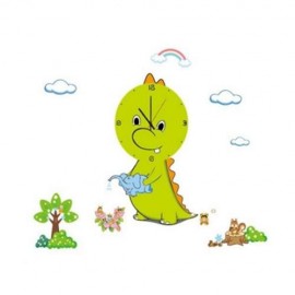 CREATIVE 3D STICKER WALL CLOCK DINOSAUR PATTERN PERSONALIZED HOME KINDERGARTEN DECOR (GREE